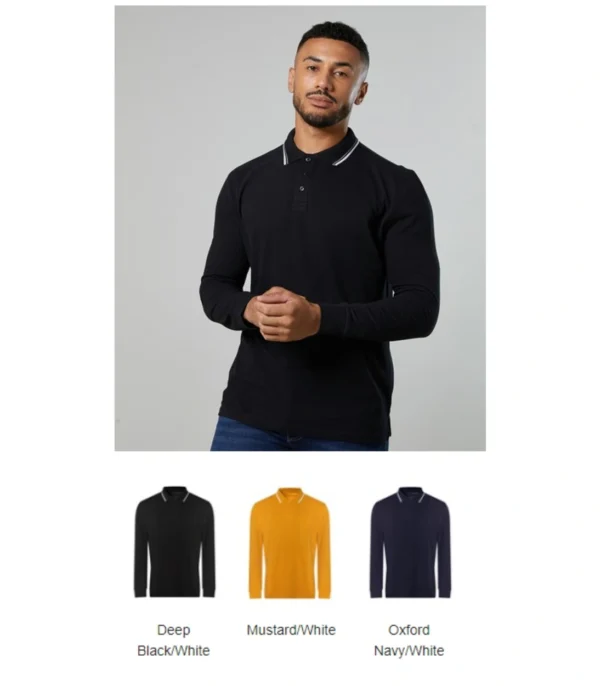 AWD JP103 Long Sleeve Tipped 100 Polo